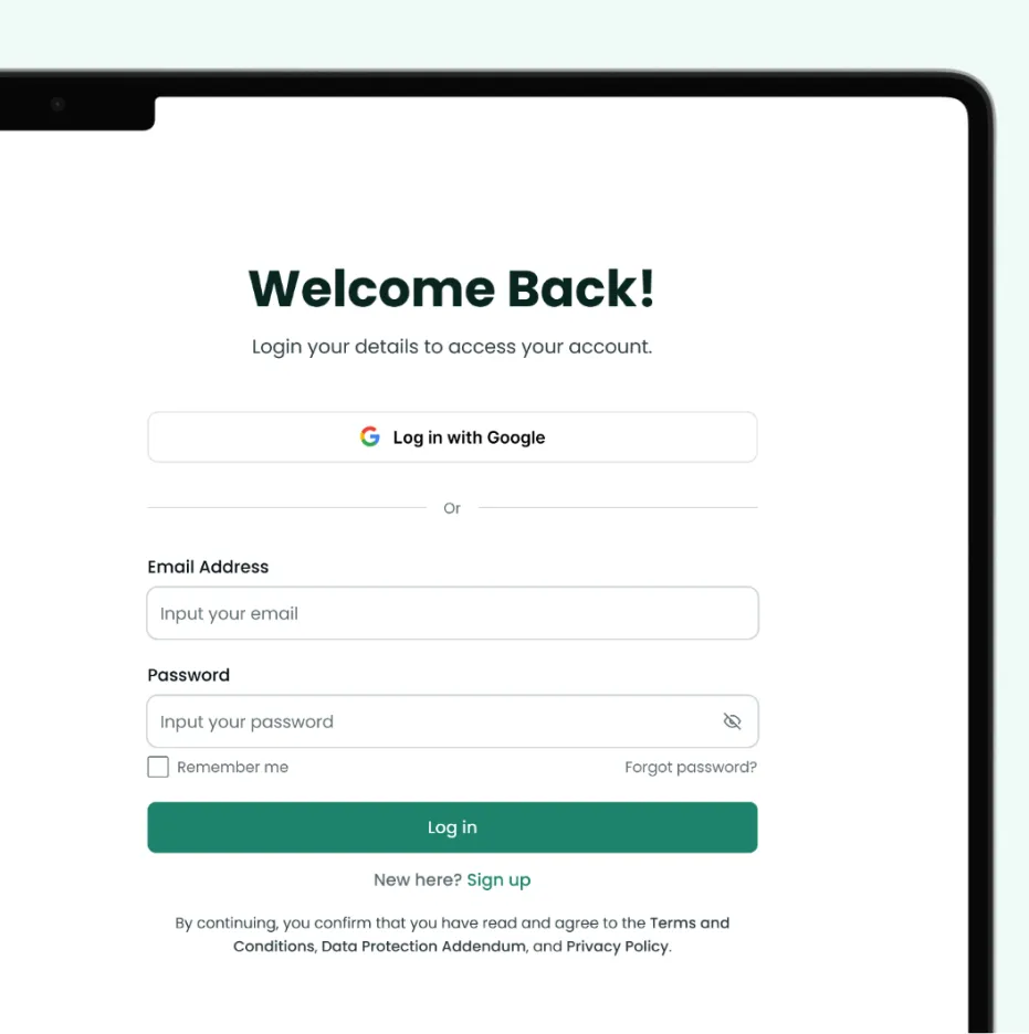 Worksheet Builder on a tablet, showing the student login screen