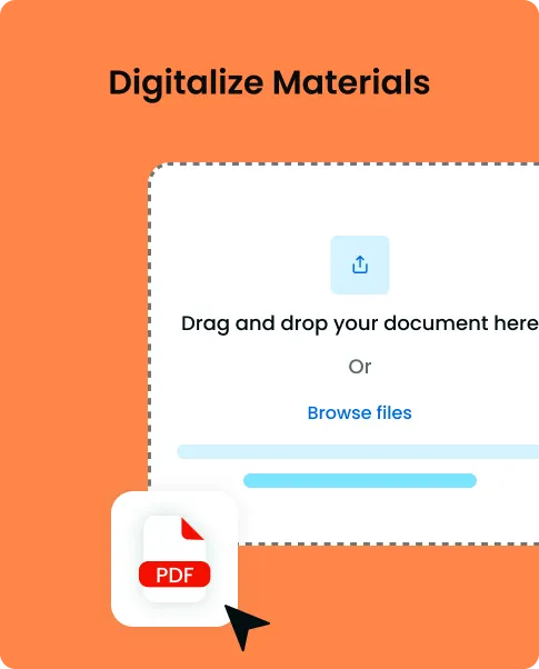 Digitalize Materials — drag and drop a PDF to turn it into an interactive assignment